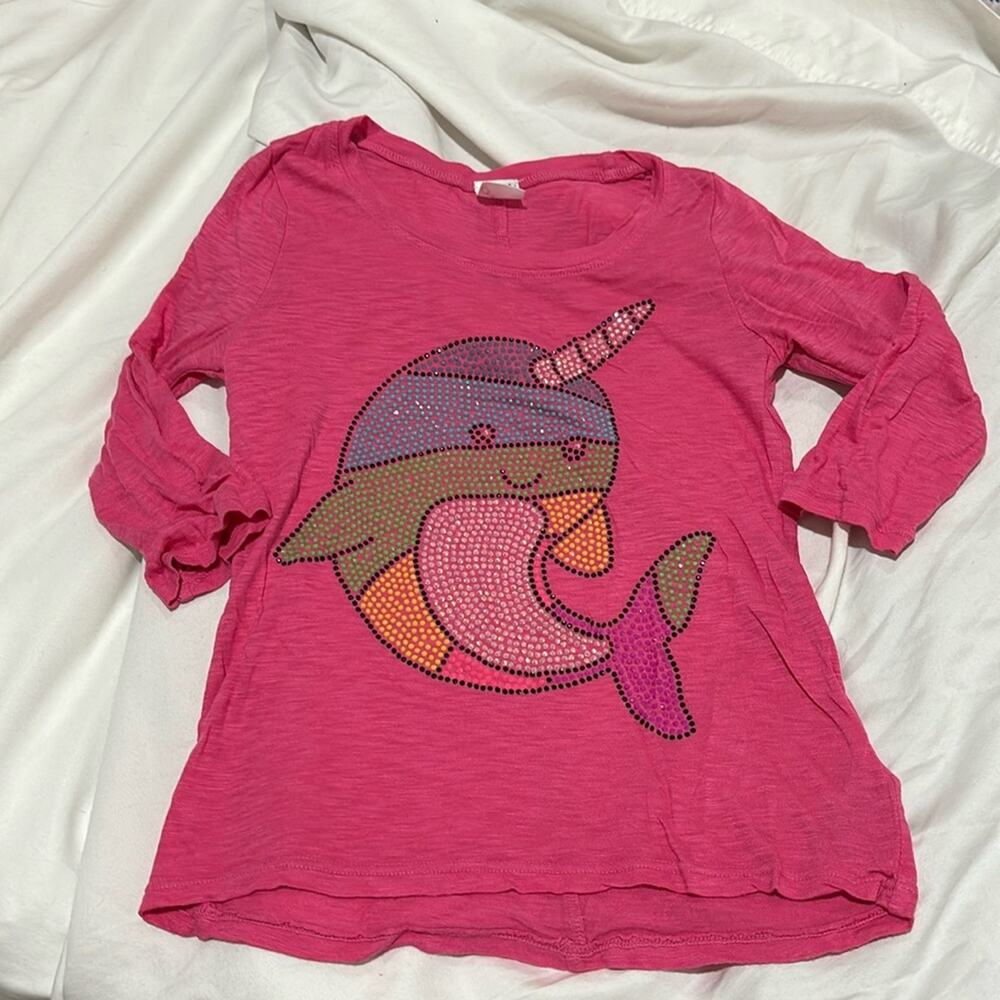 Cheeky 6 hot pink bejeweled norwal long sleeve super soft t shirt euc